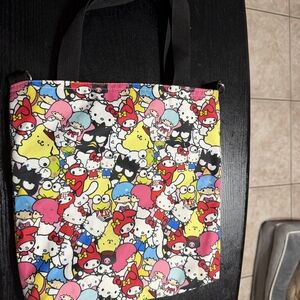 Sanrio Colorful Character Canvas Tote - Black Straps